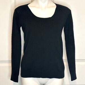 Splendid Black Cashmere Open Knit Sleeve Raglan Seam Sweater M